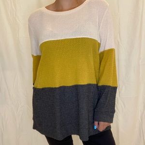 Tri Color Waffle Sweater